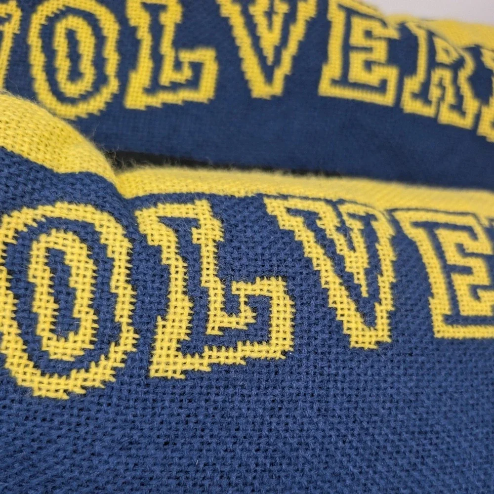 Michigan Wolverines Throw Pillows Set of 2 Navy Blue Maize Block 17x17 UofM knit